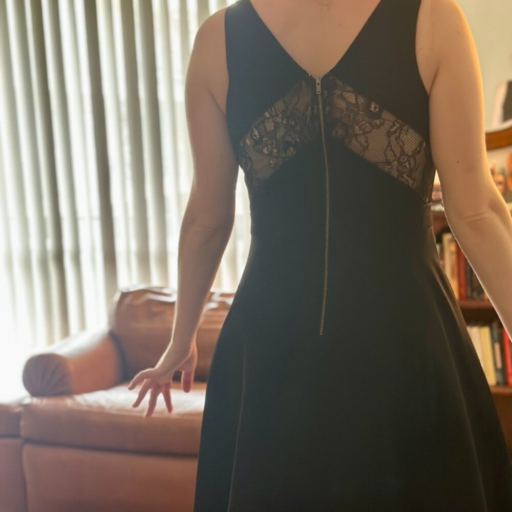 Black Party Dress with Lace Cutouts